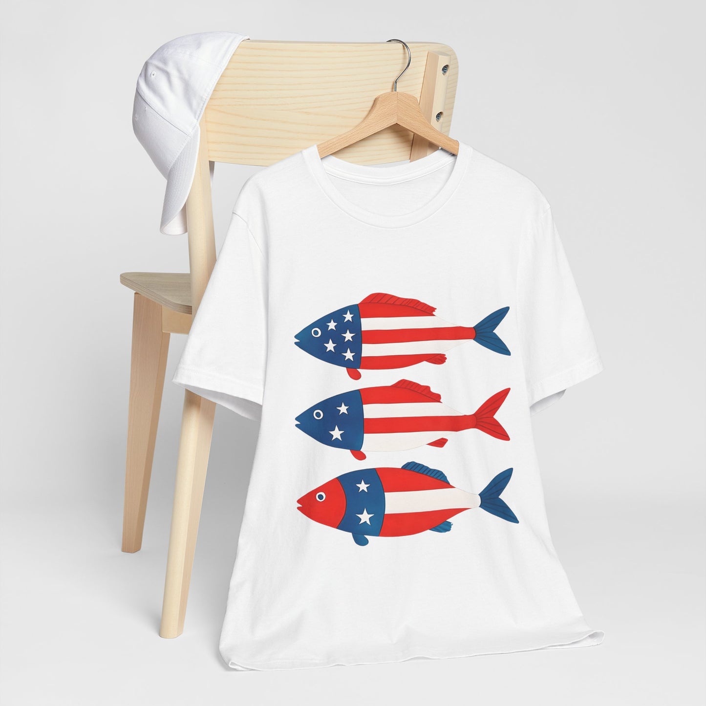 USA Flag Fish Design T-Shirt Unisex