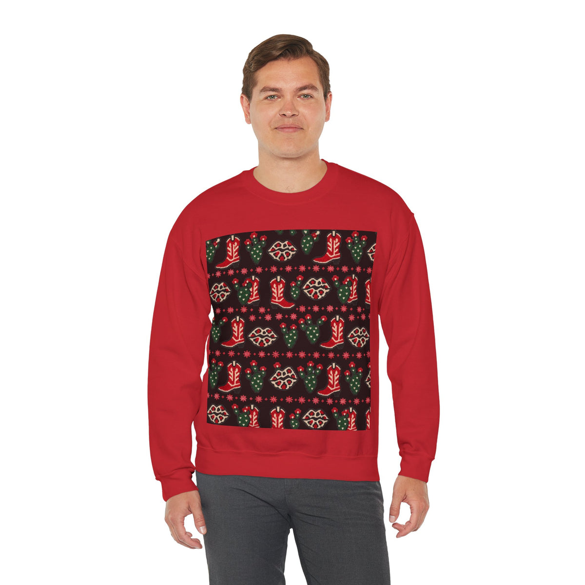 Feaux Ugly Sweater Western Christmas Sweatshirt