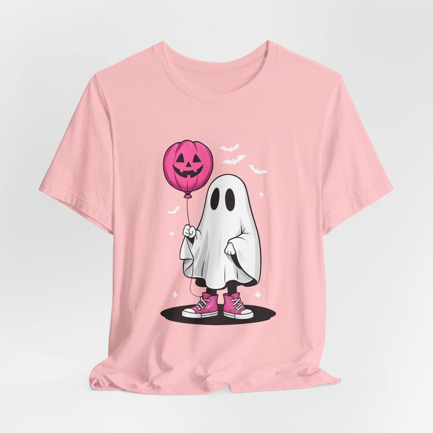 Ghost Tee with Pink Hightops and Pumpkin Balloon