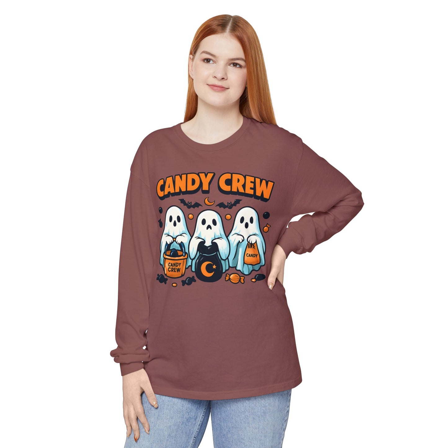 Halloween Ghosts Candy Crew Long Sleeve T-Shirt