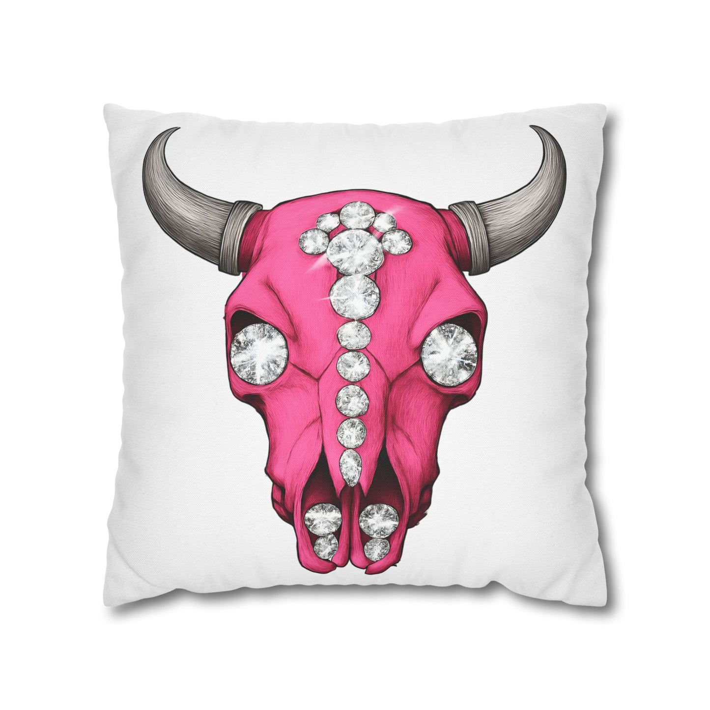 Stylish Pink Skull Pillowcase - Chic Home Decor, Western Vibe, Gifts for Cowgirls, Unique Accent for Living Room, Decorative Cushion Cover