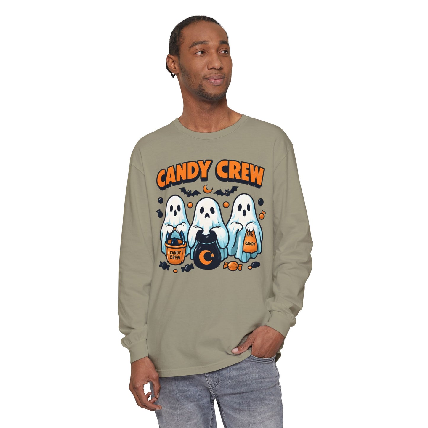Halloween Ghosts Candy Crew Long Sleeve T-Shirt