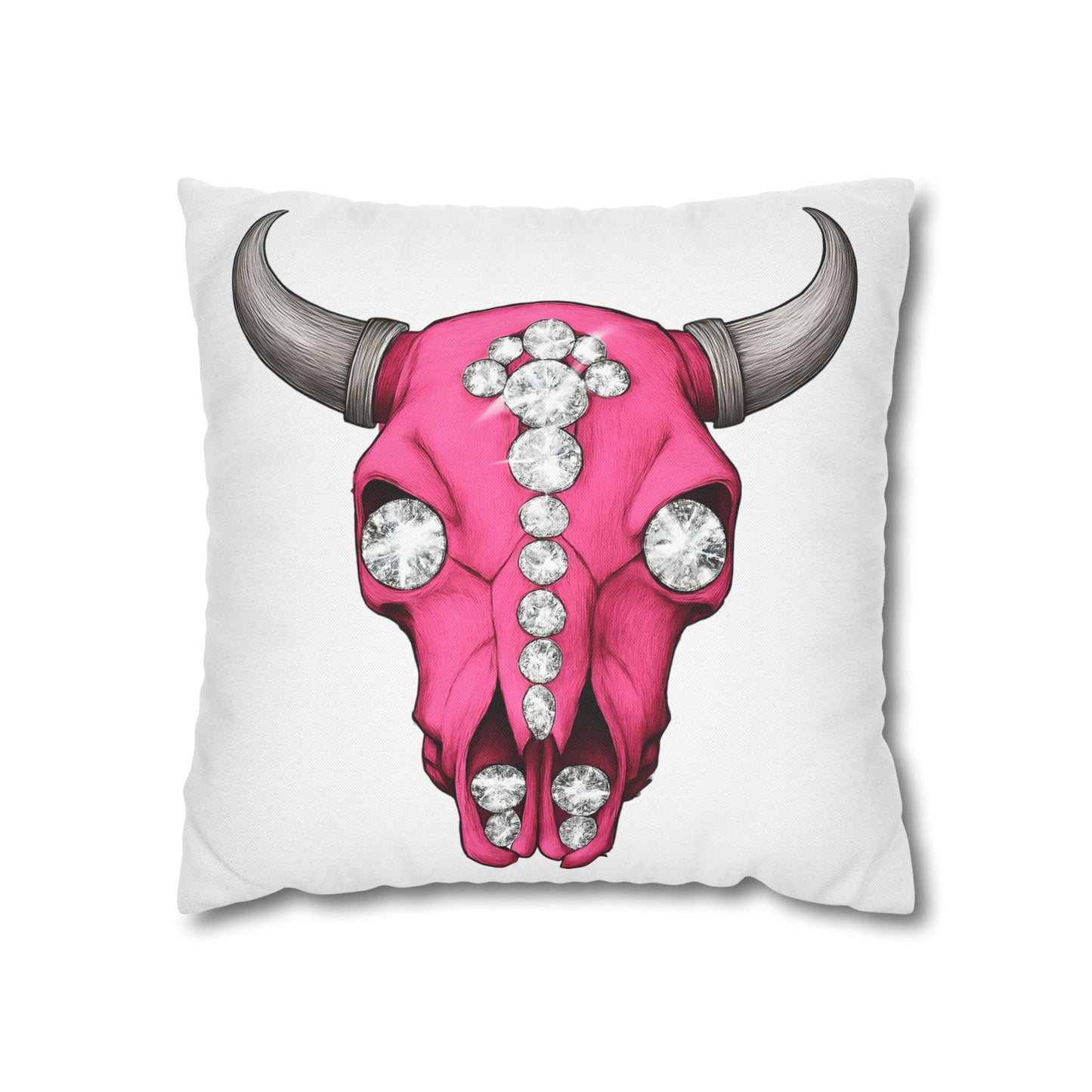 Stylish Pink Skull Pillowcase - Chic Home Decor, Western Vibe, Gifts for Cowgirls, Unique Accent for Living Room, Decorative Cushion Cover