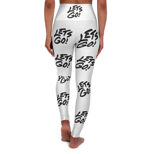 High-Waist Yoga Leggings — 'Let's Go!' Motivational All-Over Print