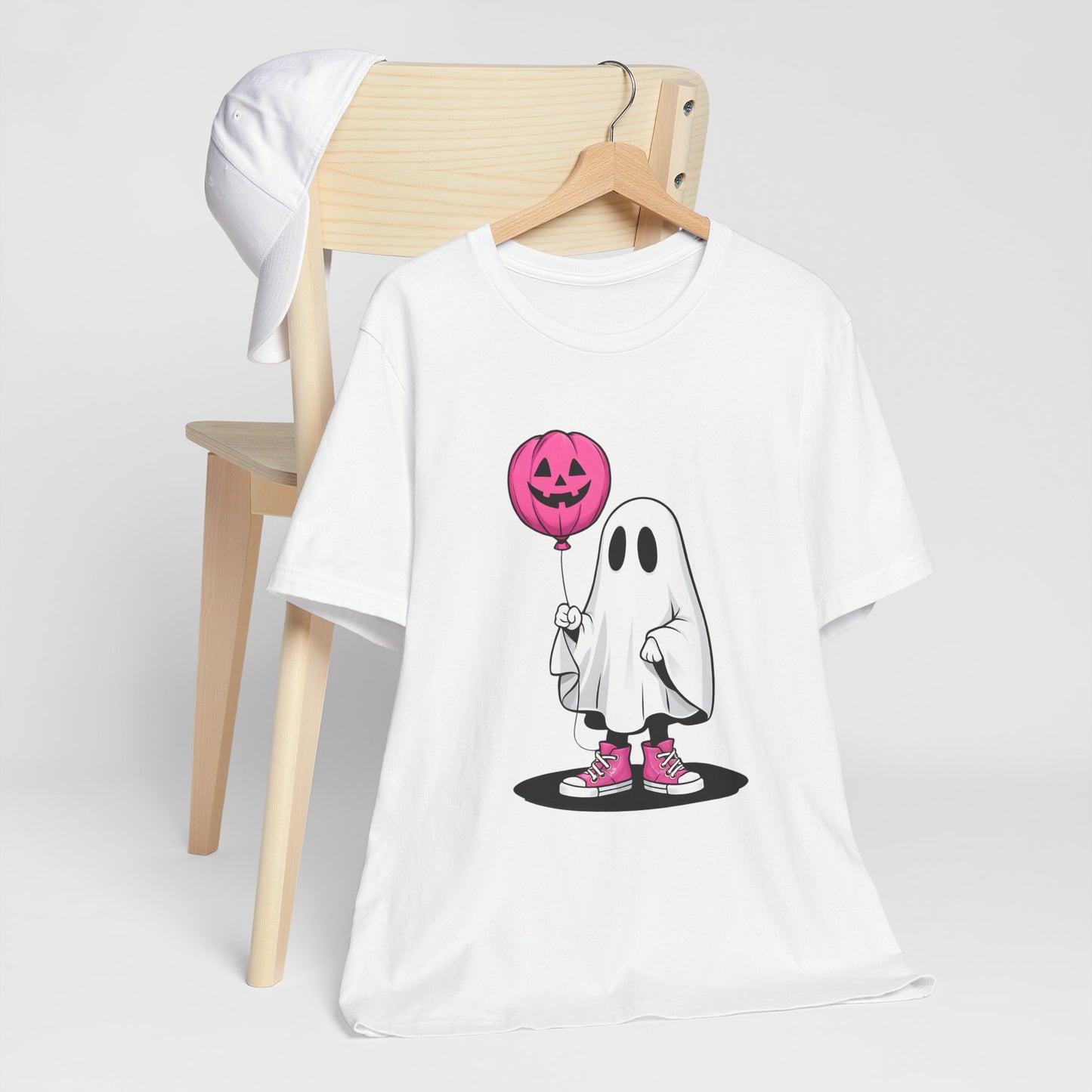 Ghost Tee with Pink Hightops and Pumpkin Balloon