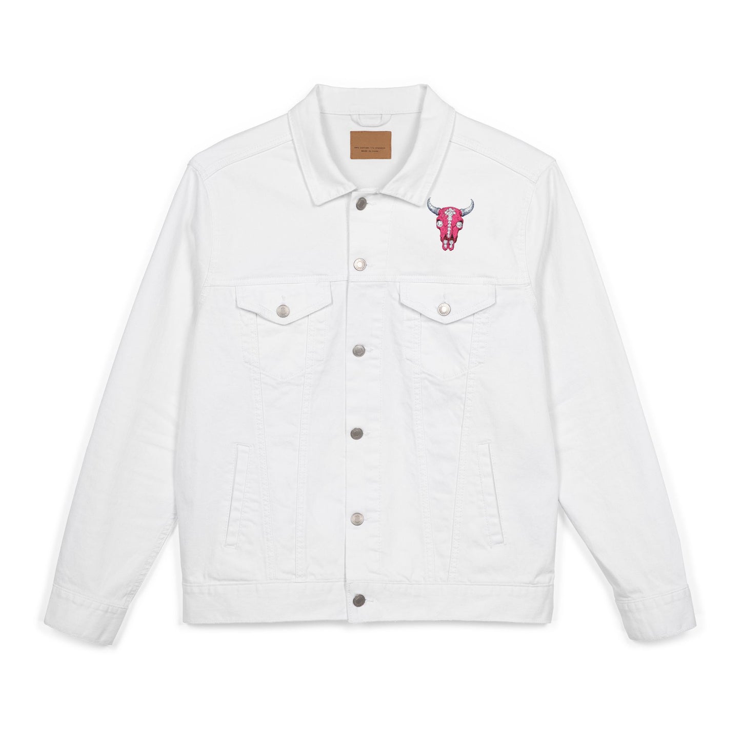 Western Bling Skull Denim Jacket - White, Black or Denim LOVE