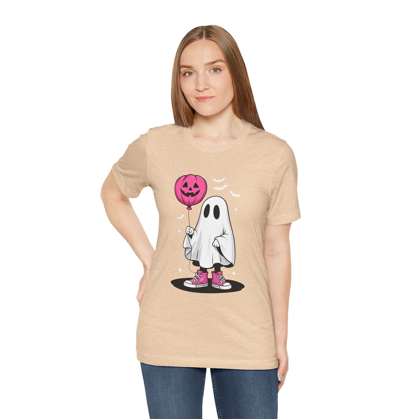 Ghost Tee with Pink Hightops and Pumpkin Balloon