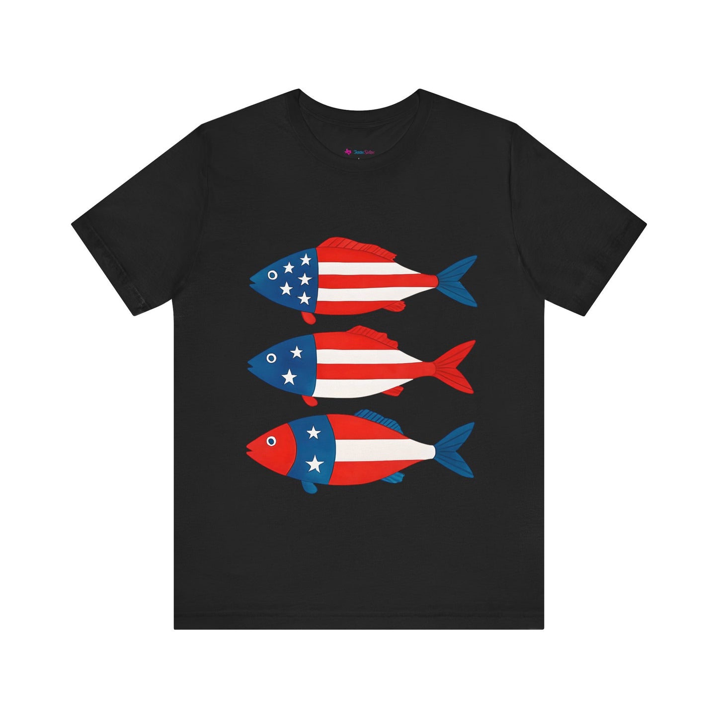USA Flag Fish Design T-Shirt Unisex