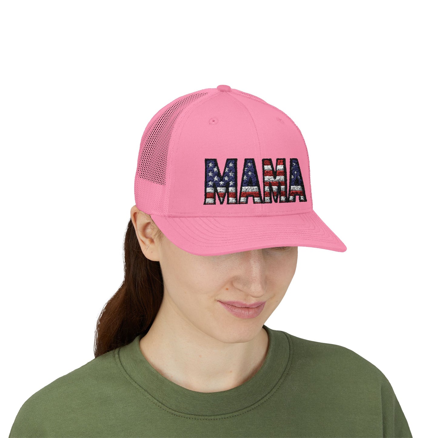 USA FLAG MAMA Snapback Trucker Cap