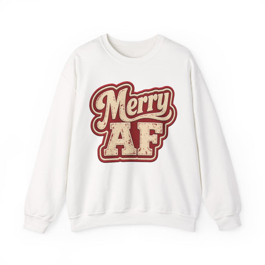 Merry AF Sweatshirt – Funny Retro Holiday Crewneck