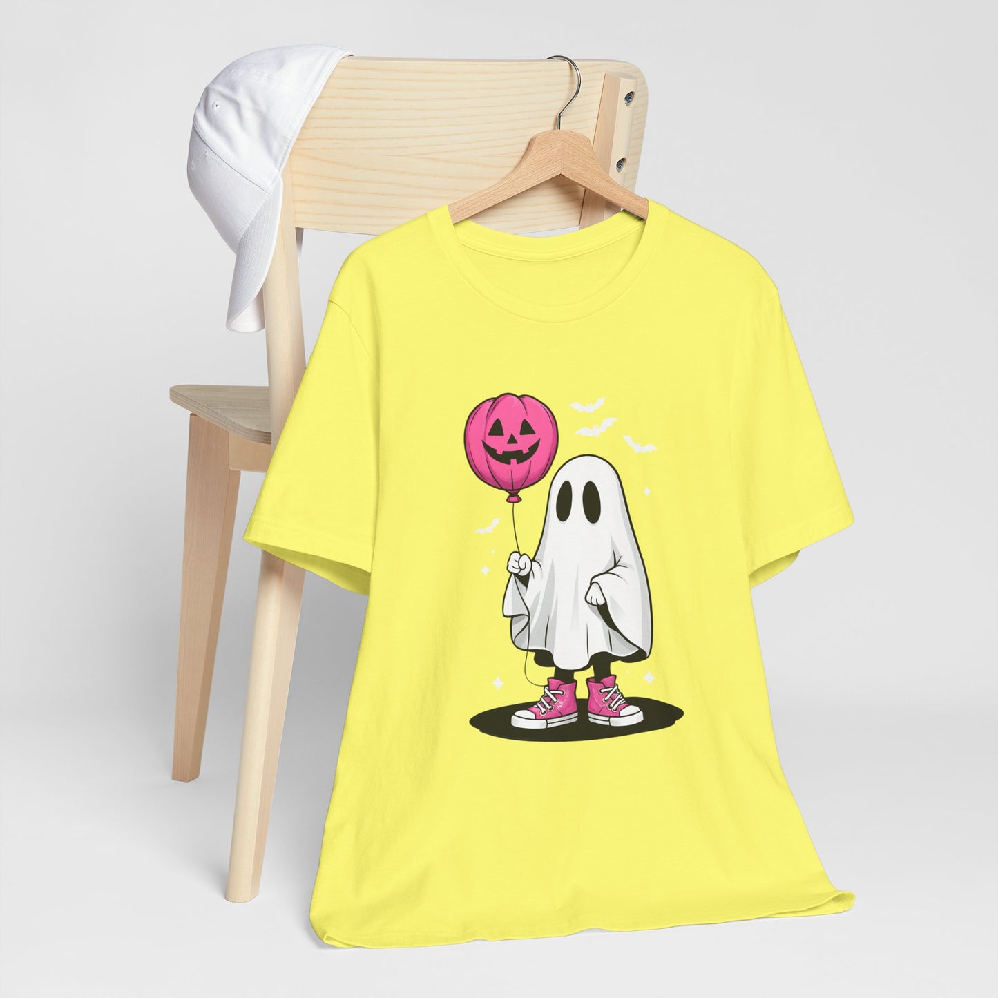 Ghost Tee with Pink Hightops and Pumpkin Balloon
