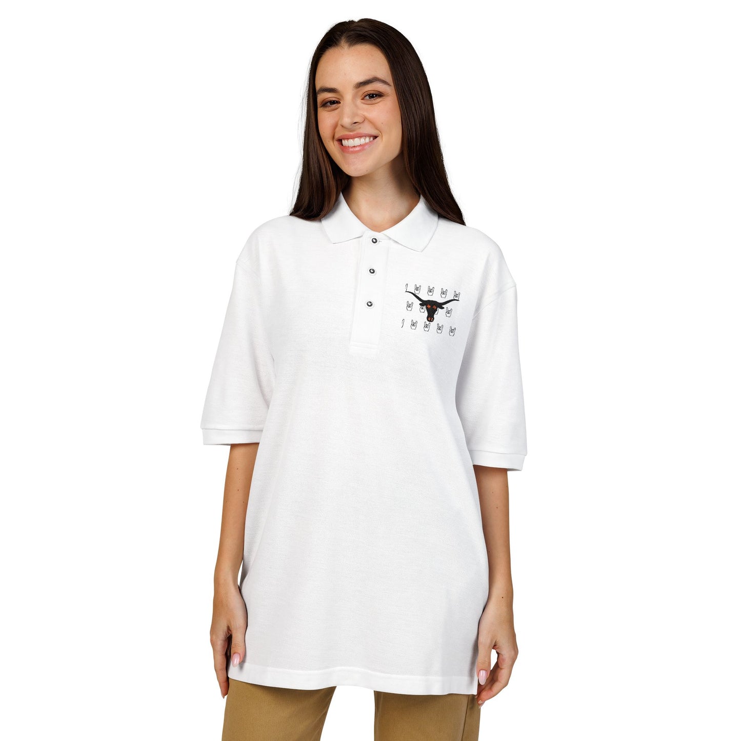 Stylish Unisex Polo Shirt with Unique Longhorns Hook'em Embroidery