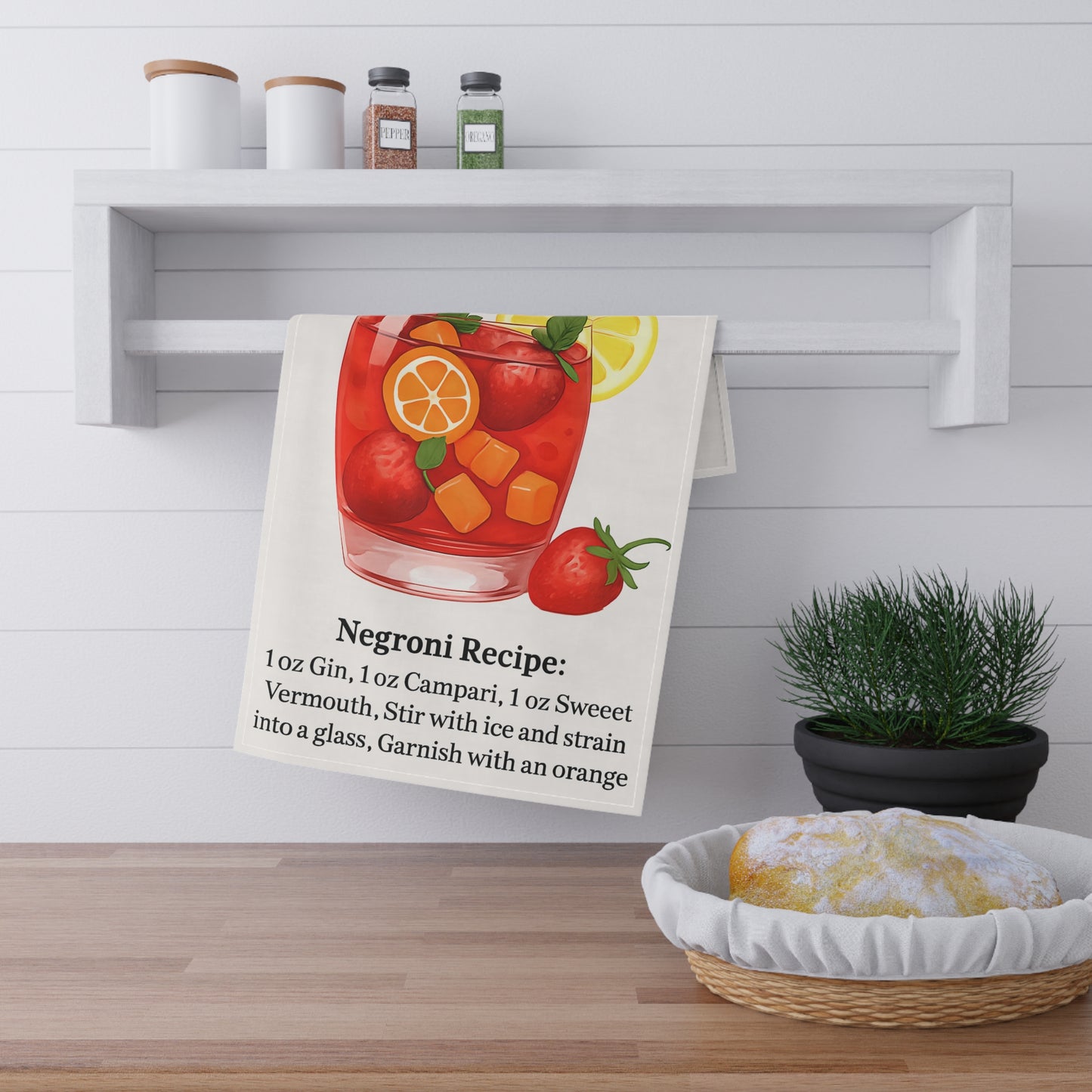 Negroni Recipe Tea Towels - Stylish Cotton Kitchen Towels for Cocktail Lovers