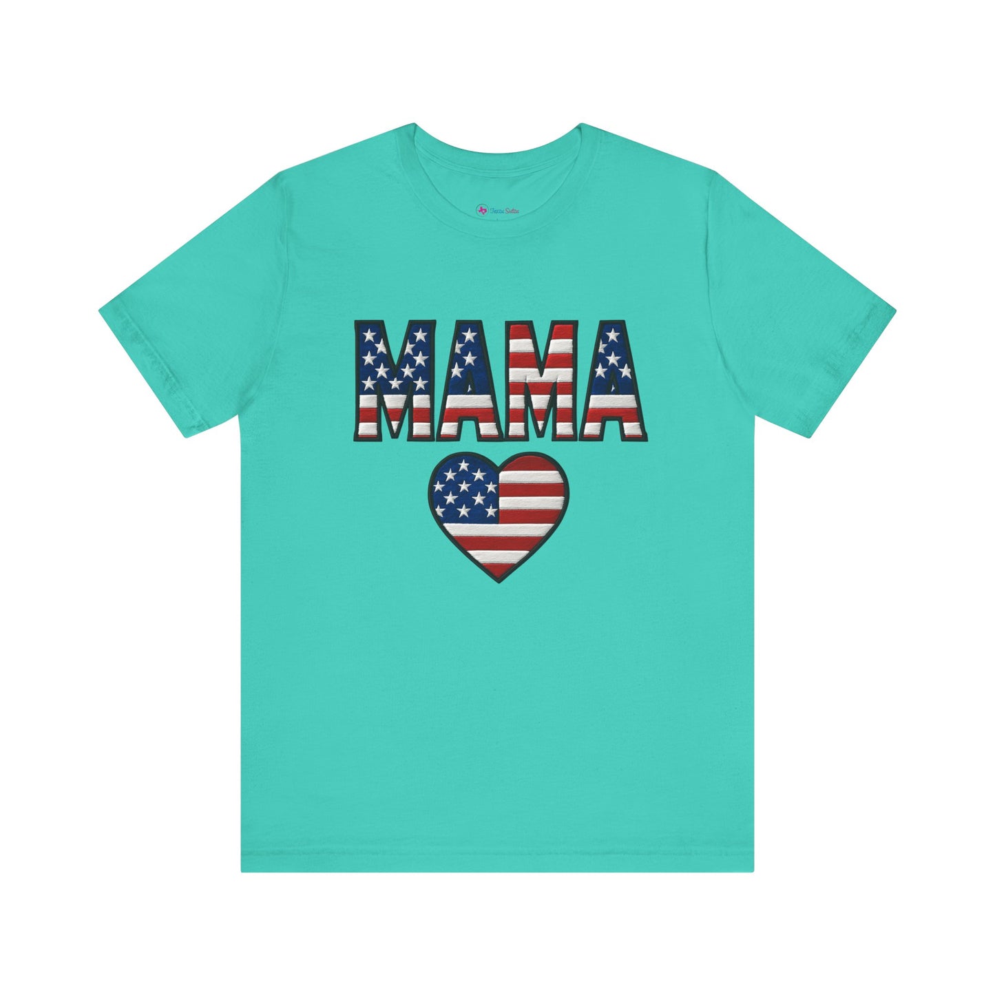 USA FLAG MAMA HEART T-SHIRT