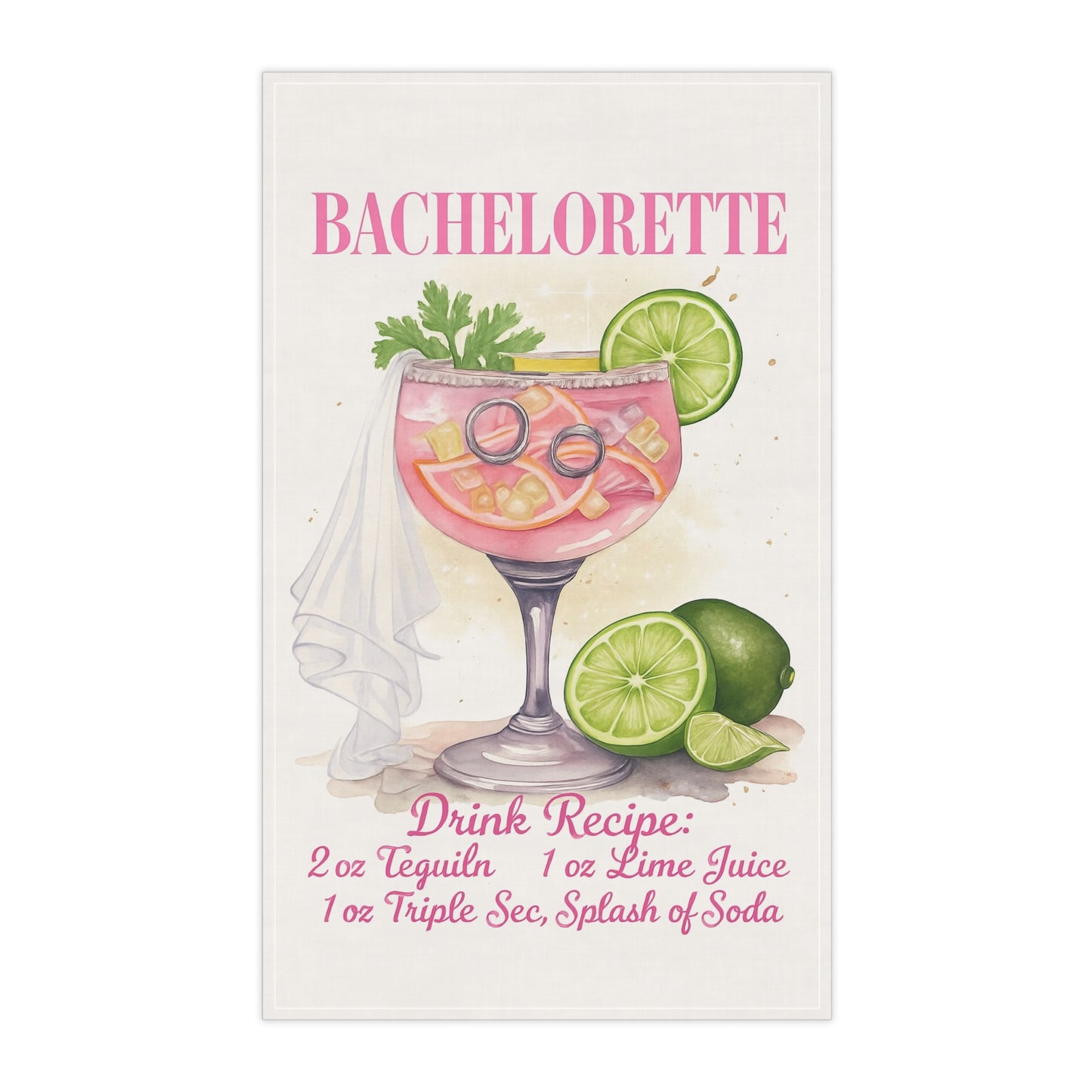 Bachelorette Recipe Tea Towels - Stylish Cotton Kitchen Towels for Cocktail Lovers