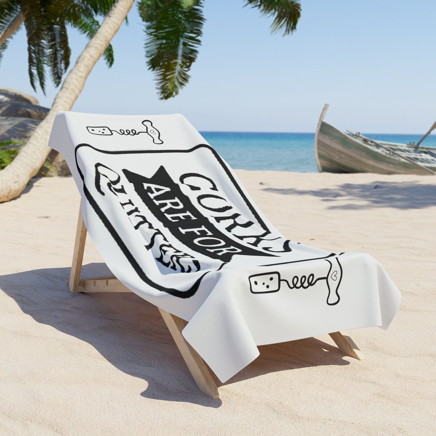 Corks Are For Quitters Beach Towel – Funny Wine Lover Beach Towel