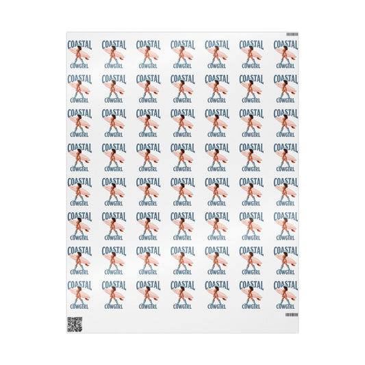 Coastal Cowgirl Patterned Gift Wrapping Paper Beach Girl Surfer Cowgirl