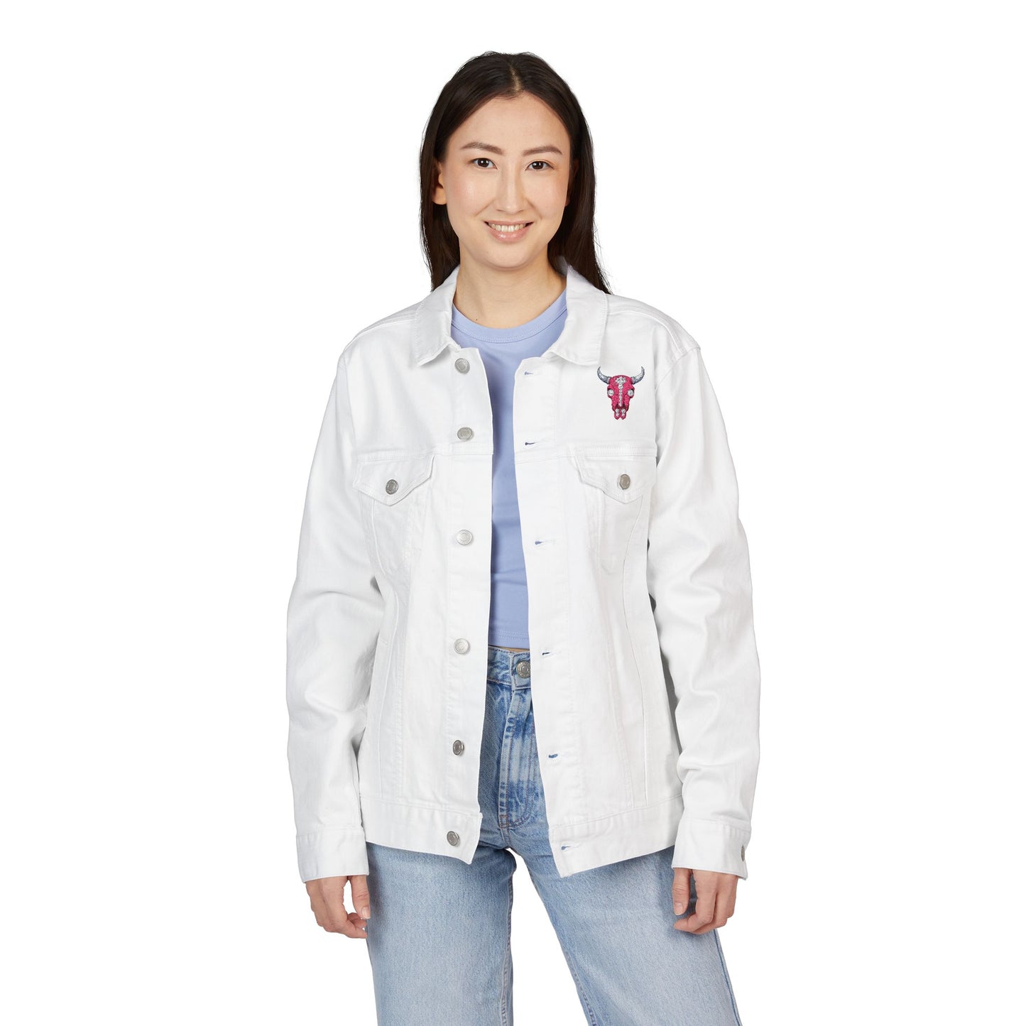 Western Bling Skull Denim Jacket - White, Black or Denim LOVE