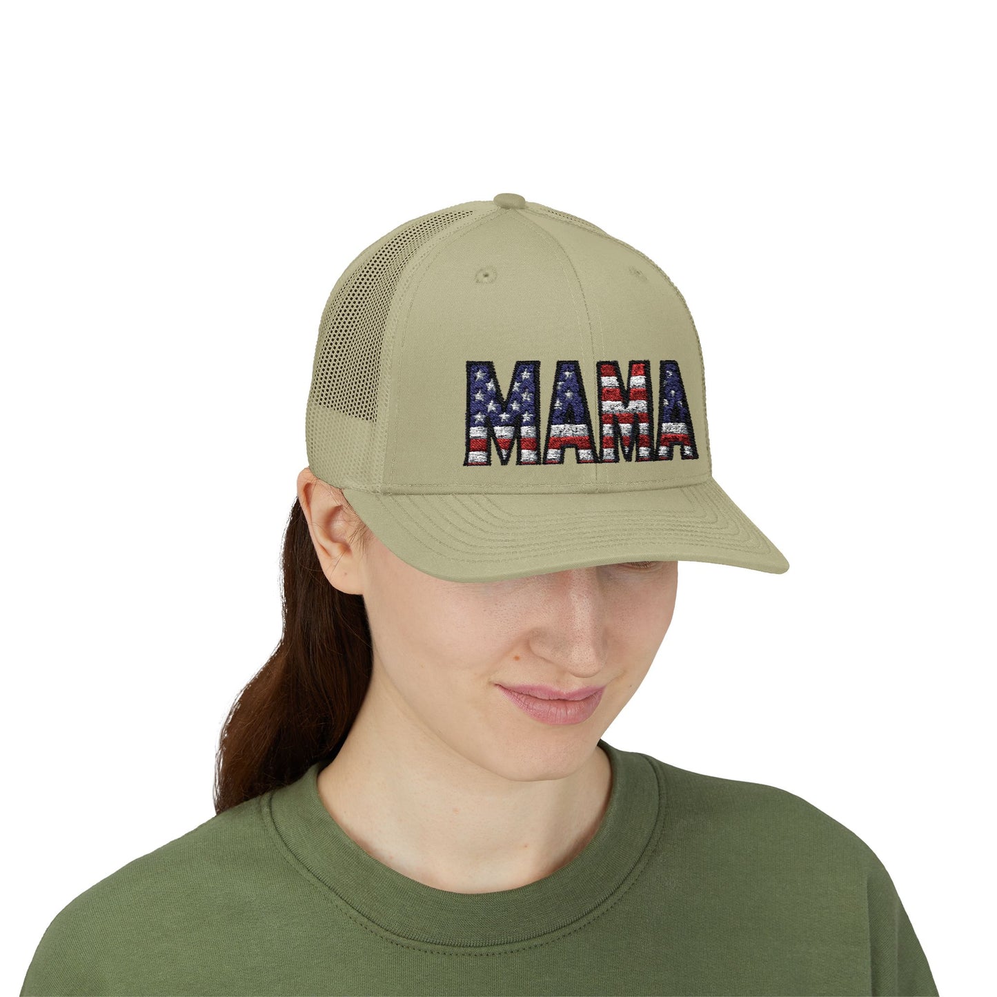 USA FLAG MAMA Snapback Trucker Cap