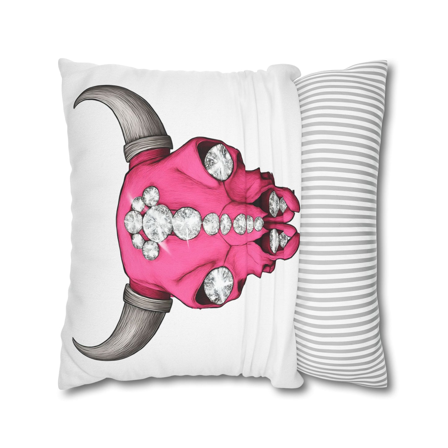 Stylish Pink Skull Pillowcase - Chic Home Decor, Western Vibe, Gifts for Cowgirls, Unique Accent for Living Room, Decorative Cushion Cover