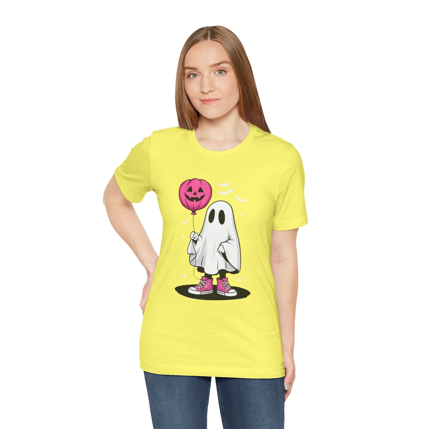 Ghost Tee with Pink Hightops and Pumpkin Balloon