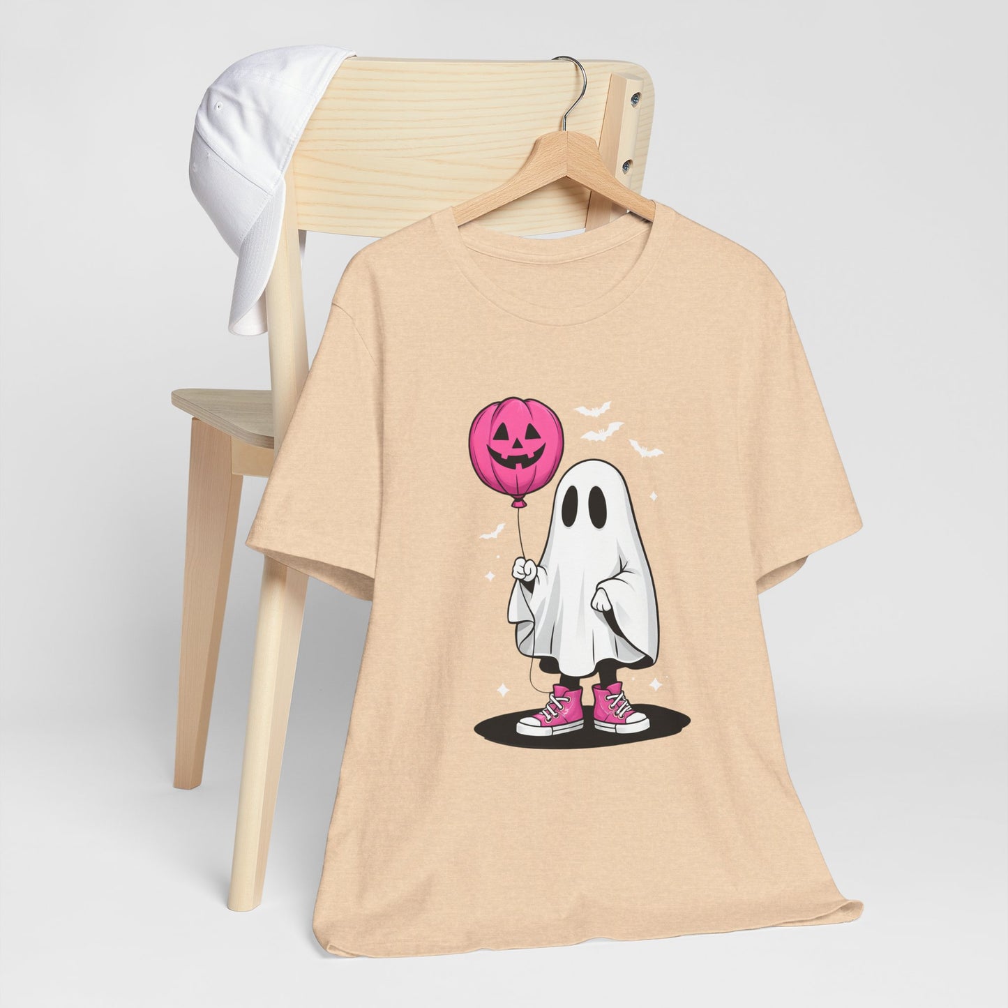 Ghost Tee with Pink Hightops and Pumpkin Balloon