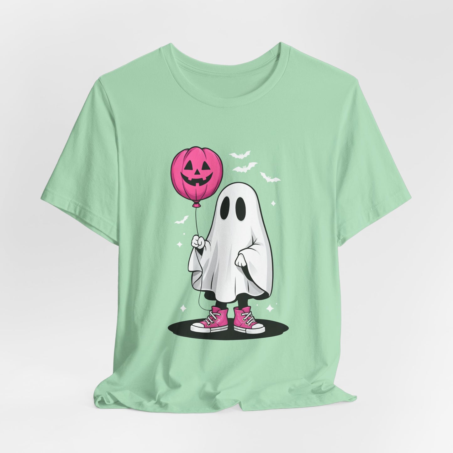Ghost Tee with Pink Hightops and Pumpkin Balloon