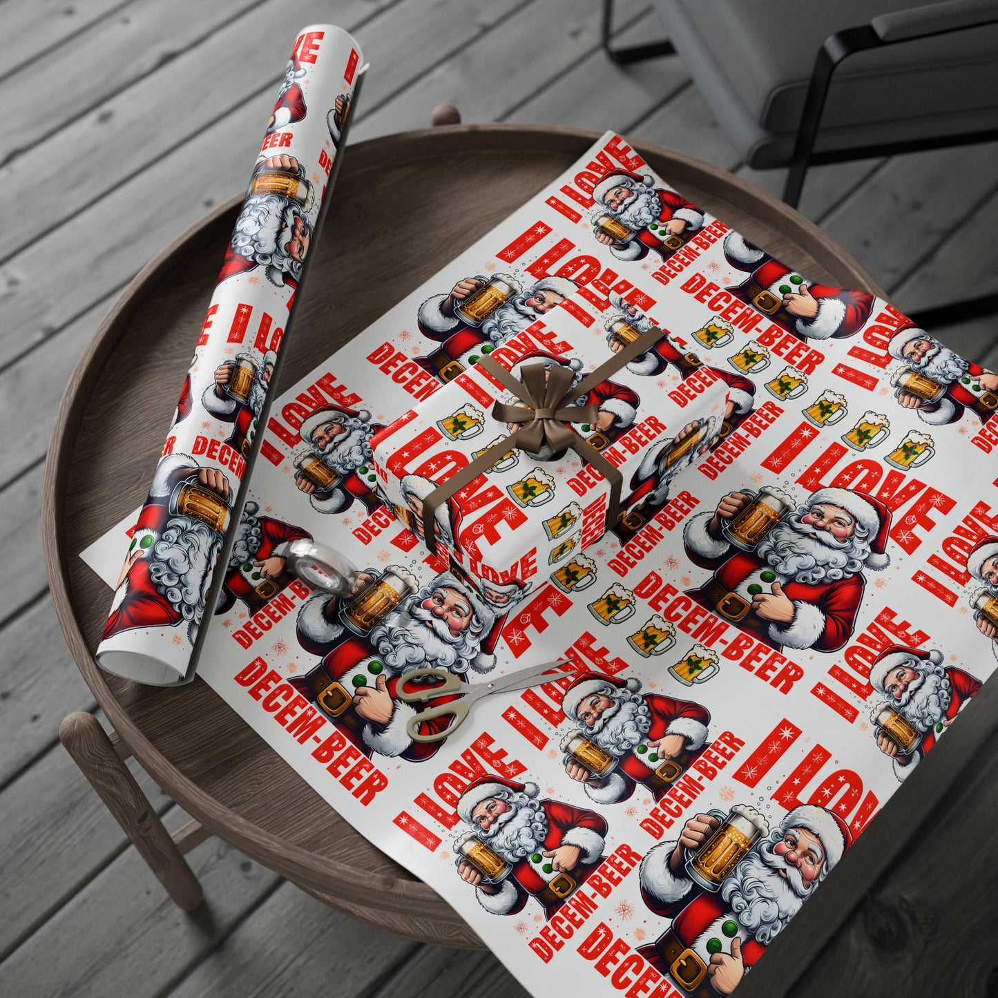 Funny Christmas Wrapping Paper I love DECEM-BEER