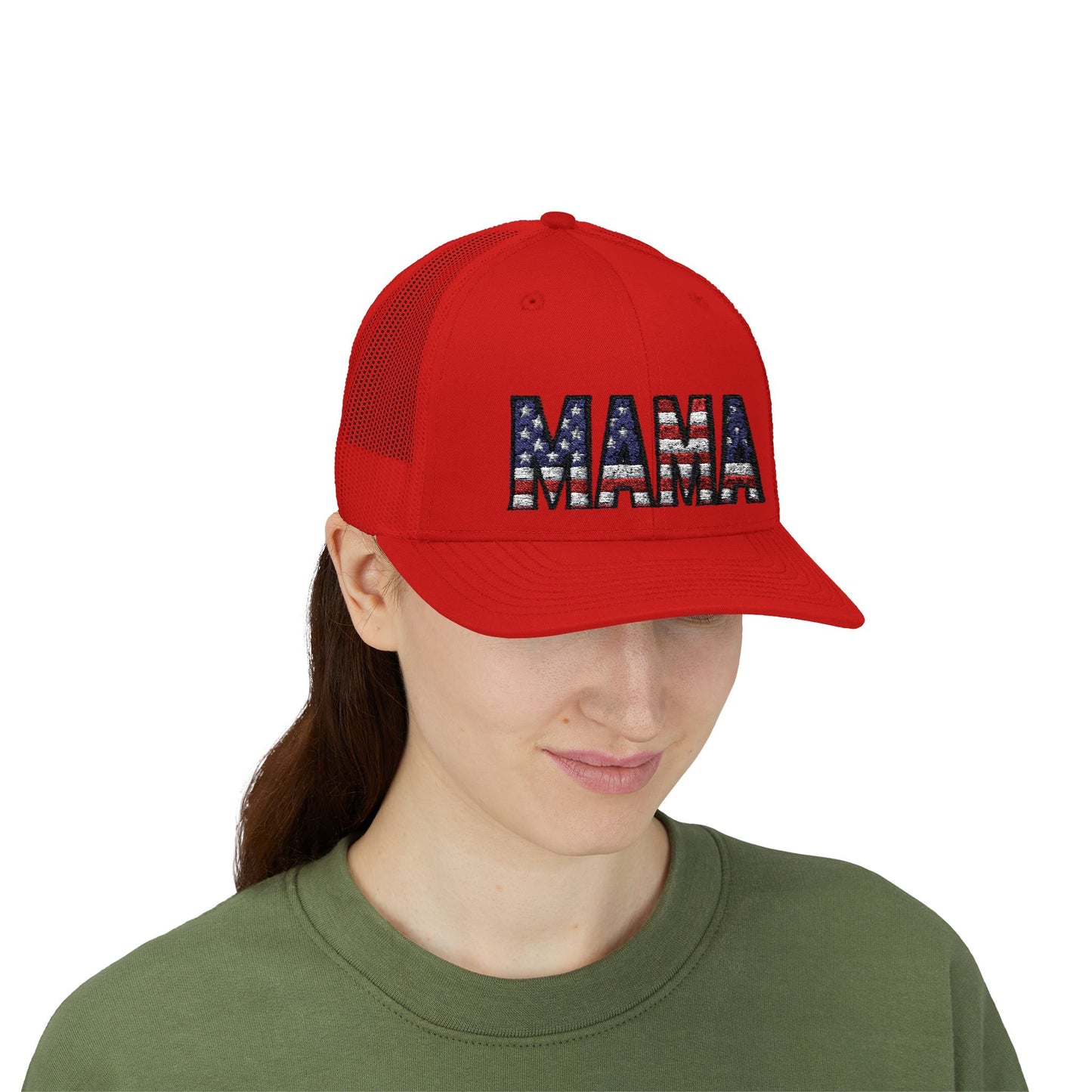 USA FLAG MAMA Snapback Trucker Cap