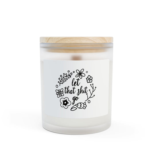 Frosted Glass Candle with Floral Design – "Let That Shit Go" – Relaxing Gift for Self-Care, Home Decor, Aromatherapy, Spa