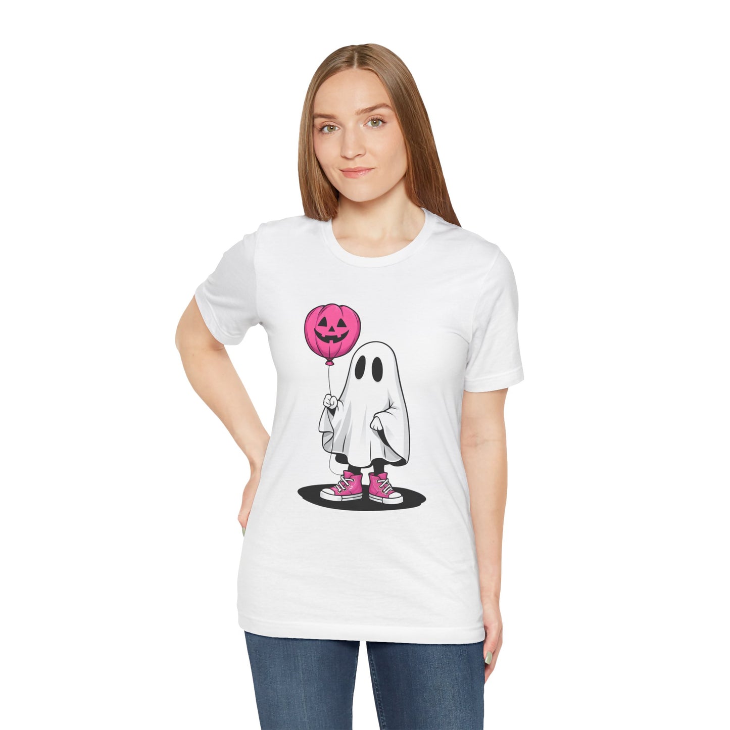 Ghost Tee with Pink Hightops and Pumpkin Balloon