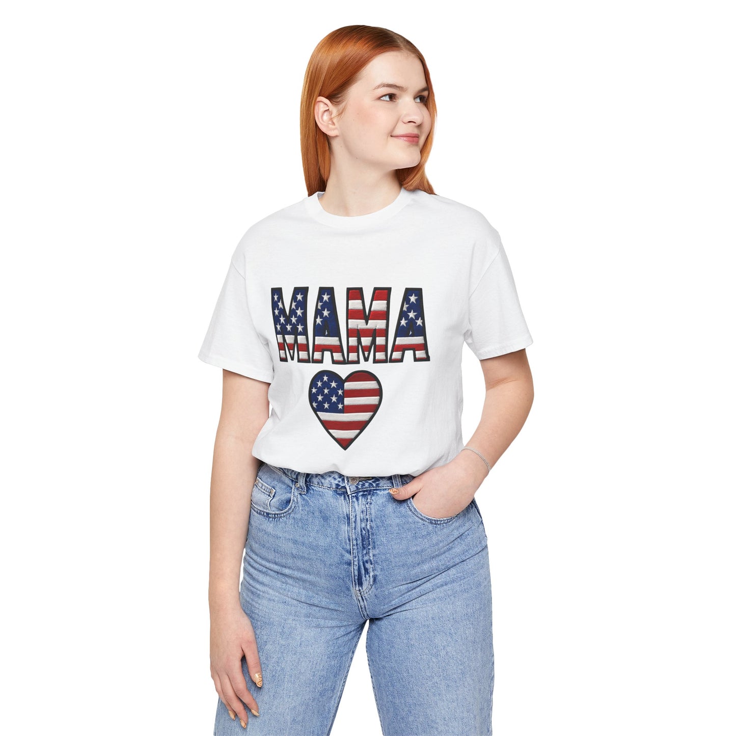 USA FLAG MAMA HEART T-SHIRT
