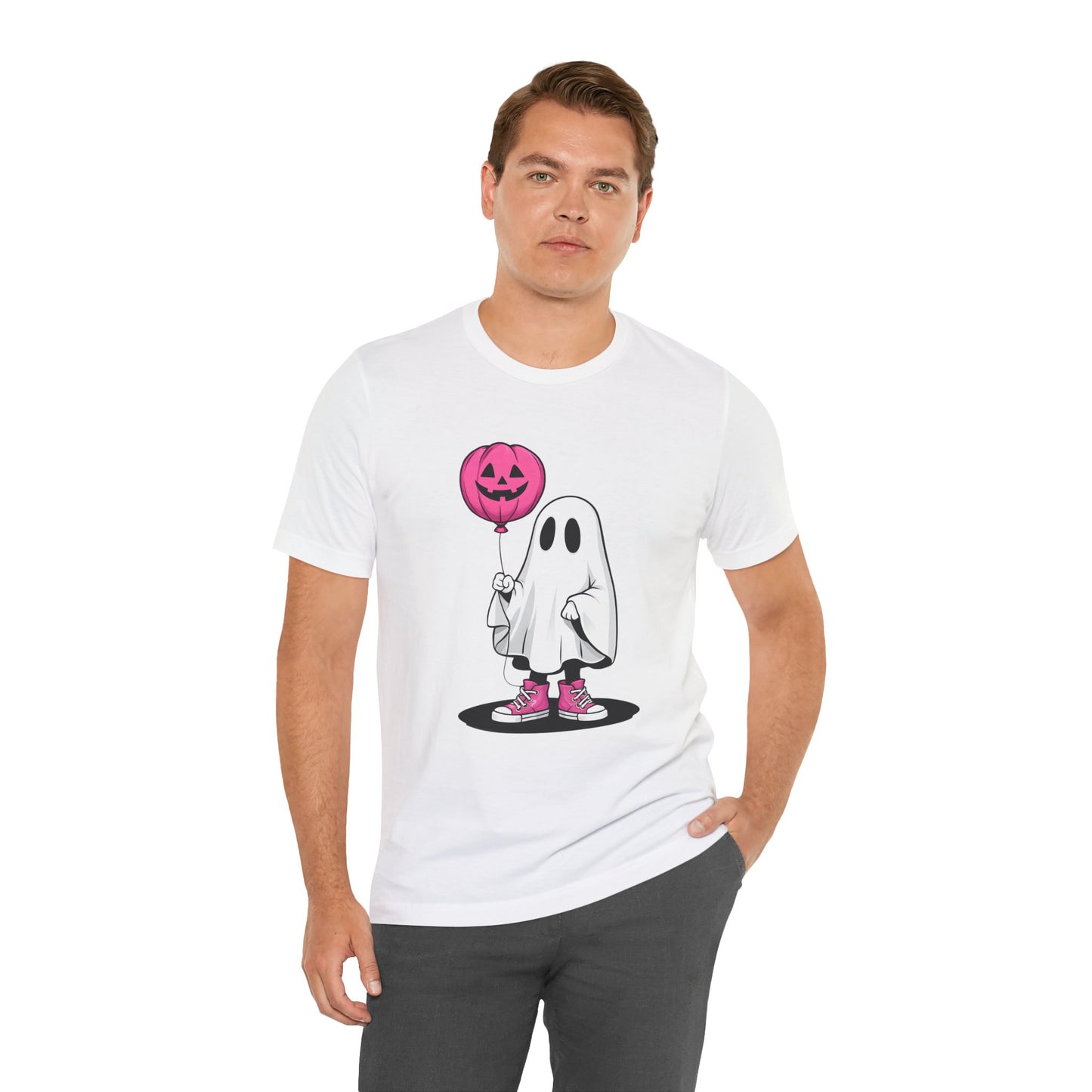 Ghost Tee with Pink Hightops and Pumpkin Balloon