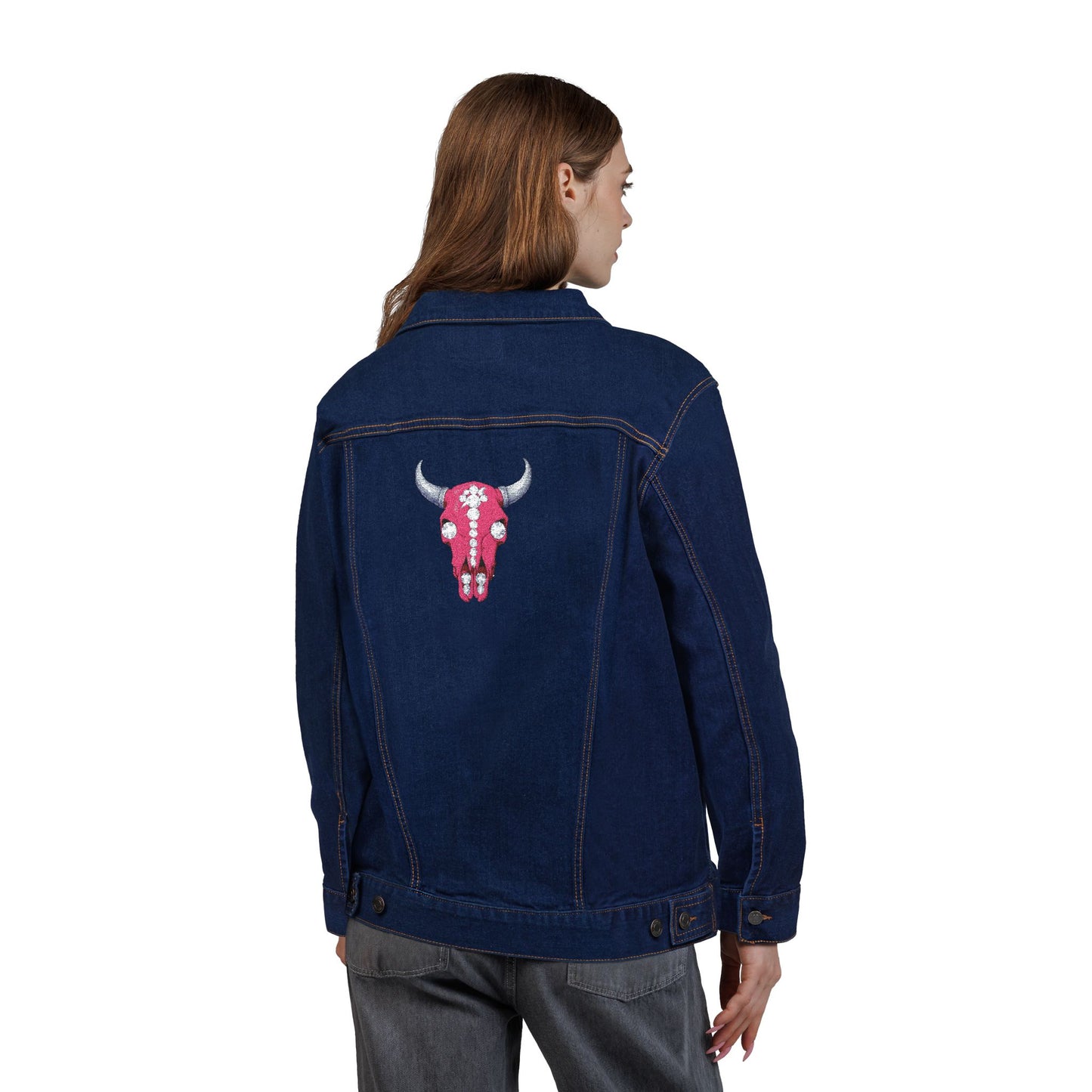 Western Bling Skull Denim Jacket - White, Black or Denim LOVE
