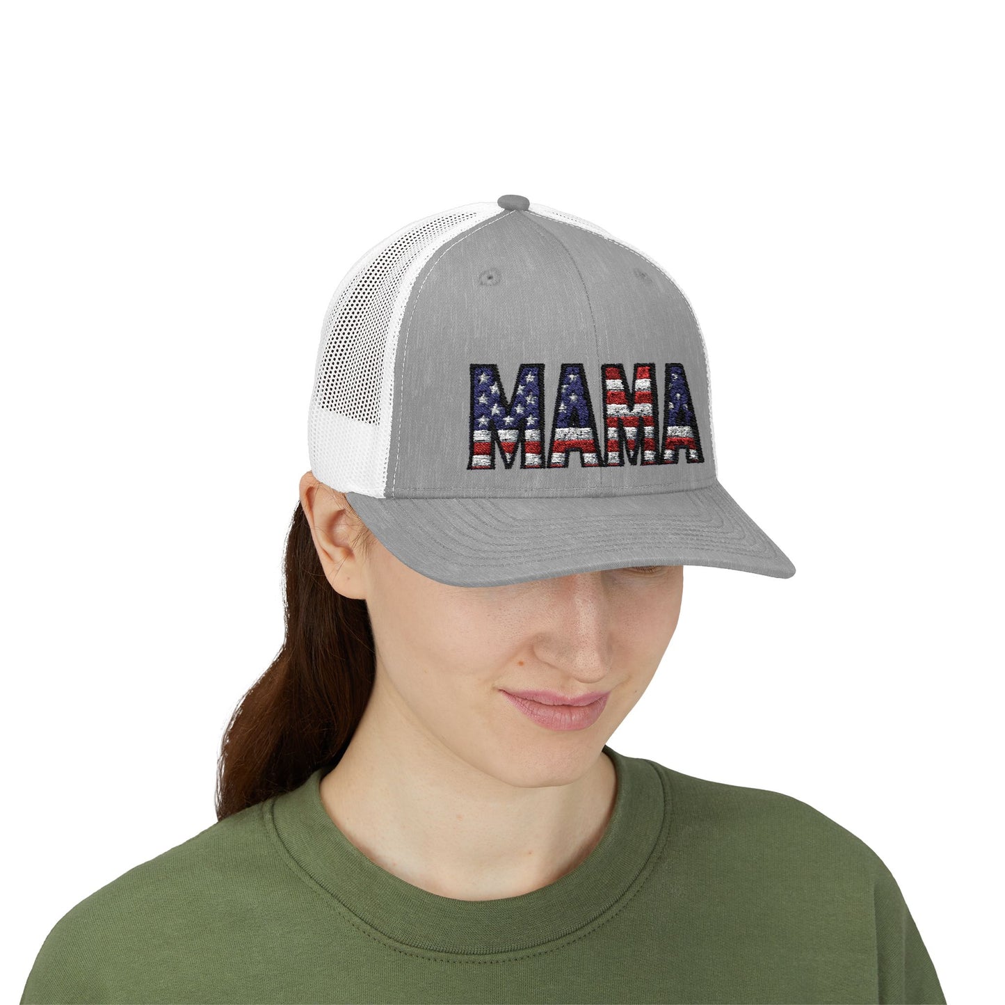 USA FLAG MAMA Snapback Trucker Cap