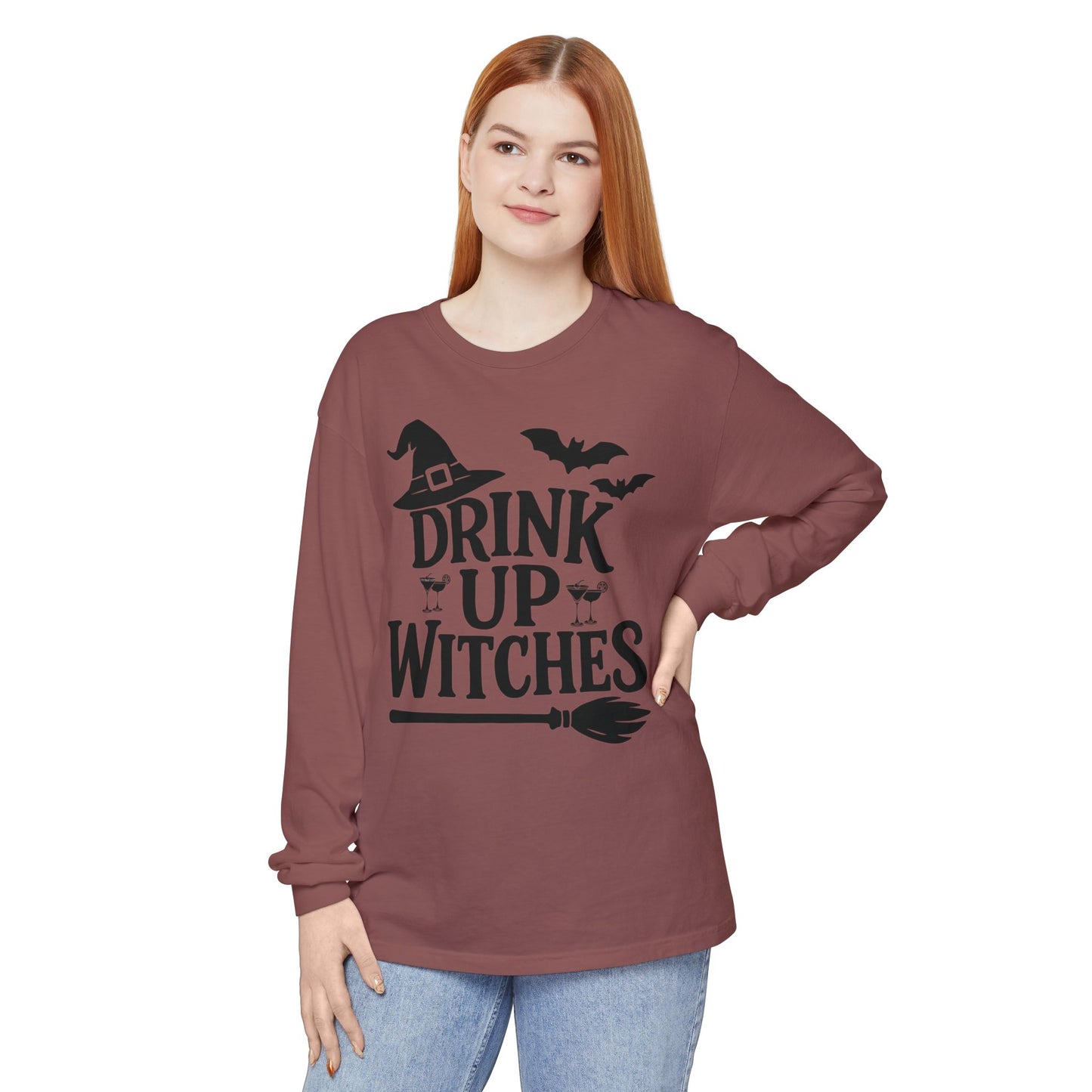 Funny Halloween Long Sleeve T-Shirt - Drink Up Witches
