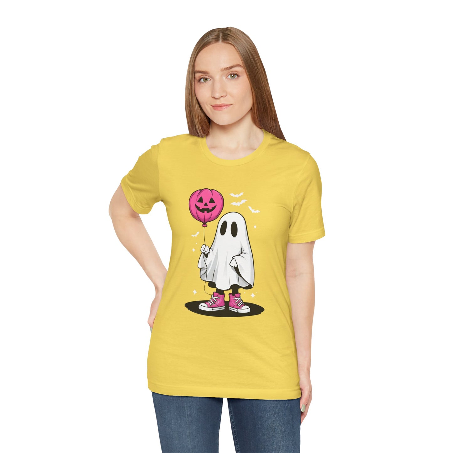 Ghost Tee with Pink Hightops and Pumpkin Balloon