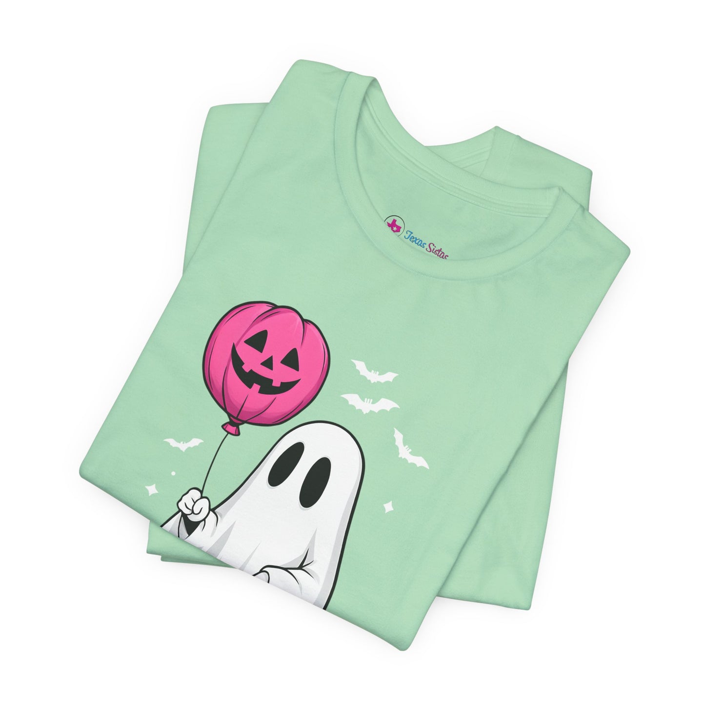 Ghost Tee with Pink Hightops and Pumpkin Balloon