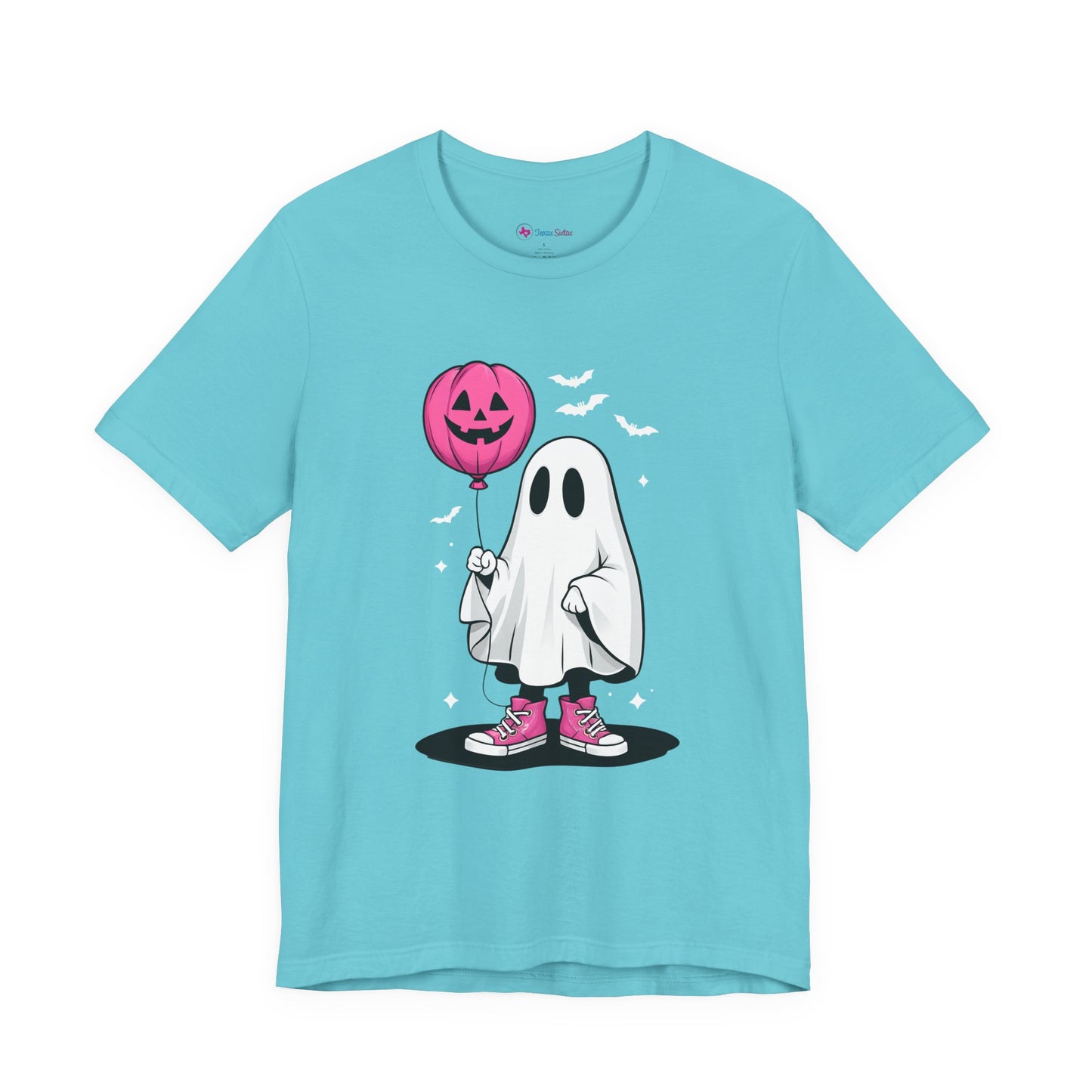 Ghost Tee with Pink Hightops and Pumpkin Balloon
