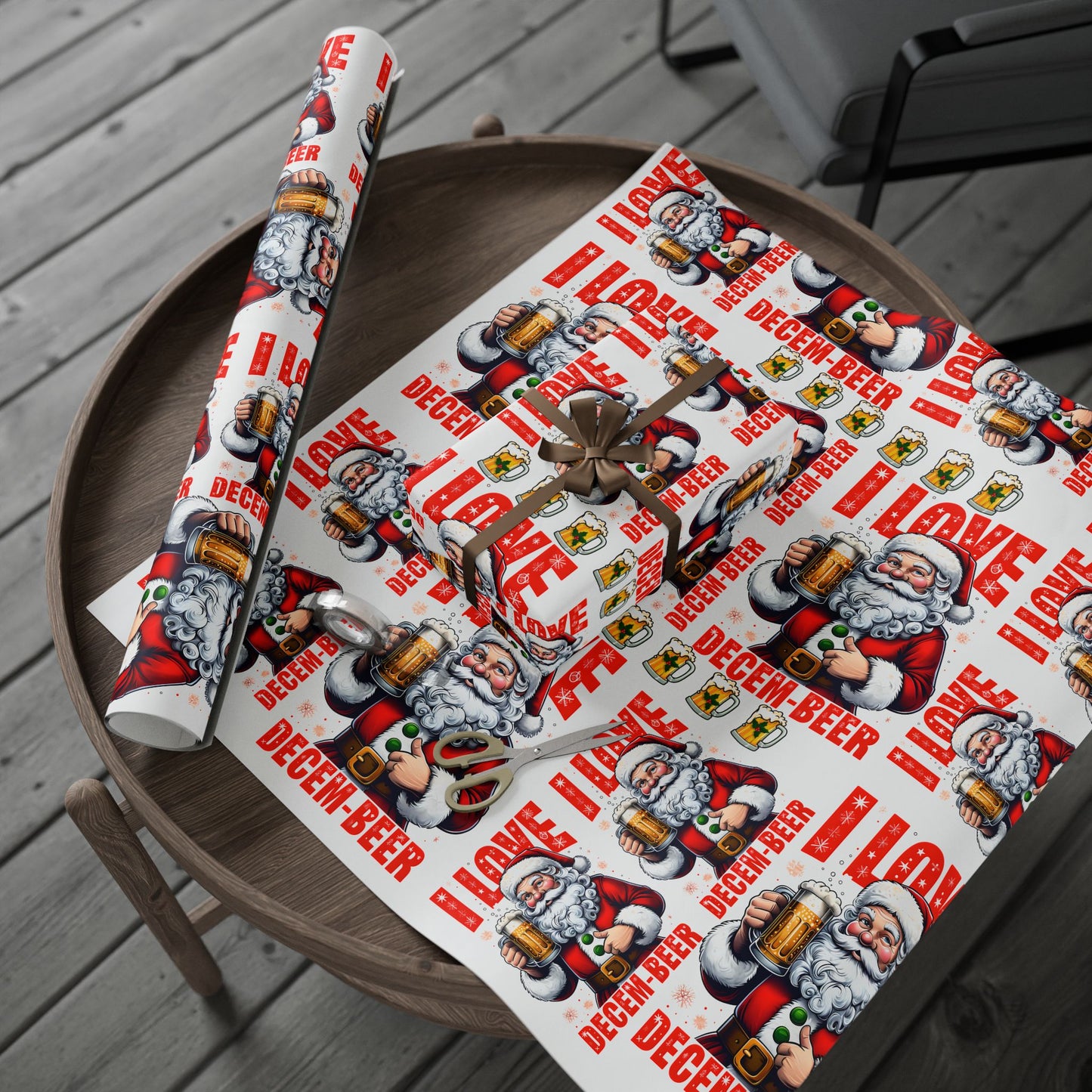 Funny Christmas Wrapping Paper I love DECEM-BEER