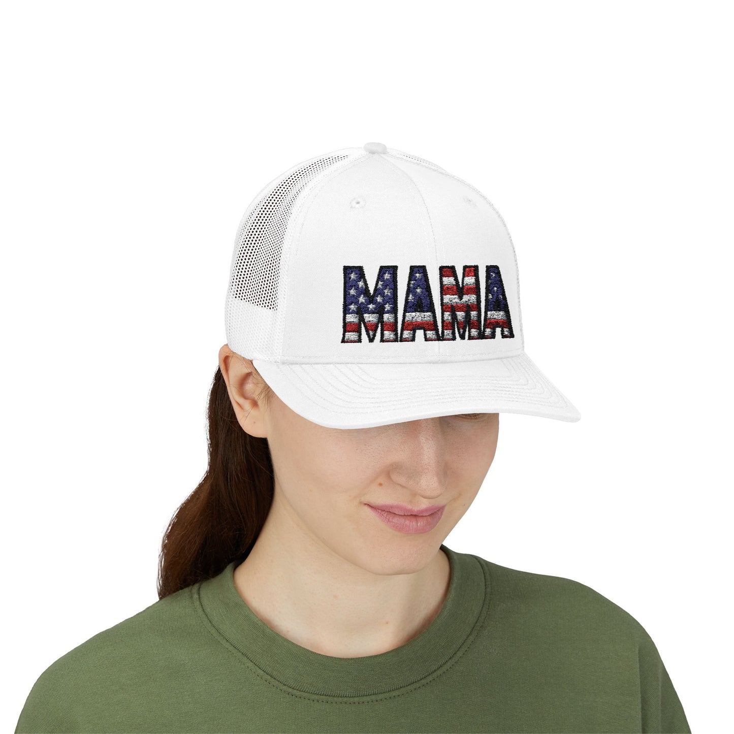 USA FLAG MAMA Snapback Trucker Cap