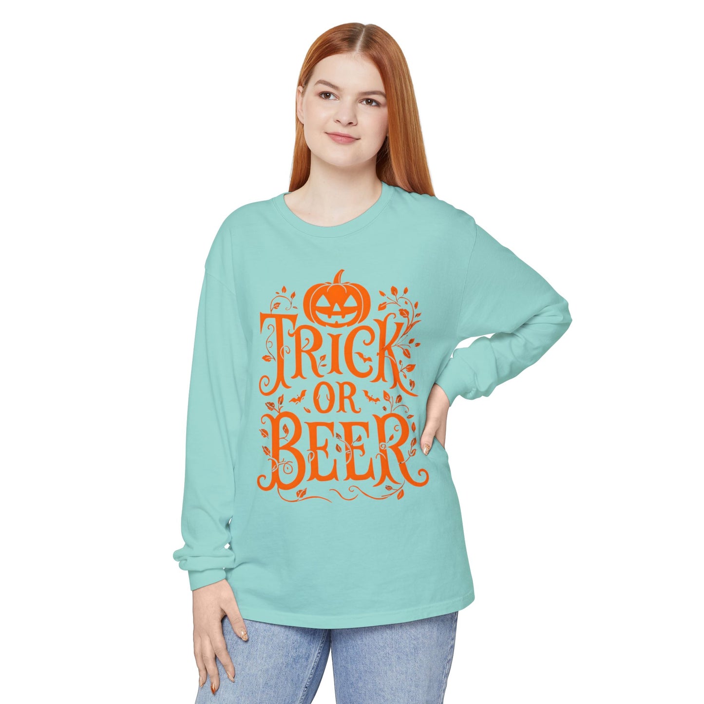Funny Halloween TRICK OR BEER Long Sleeve T-Shirt