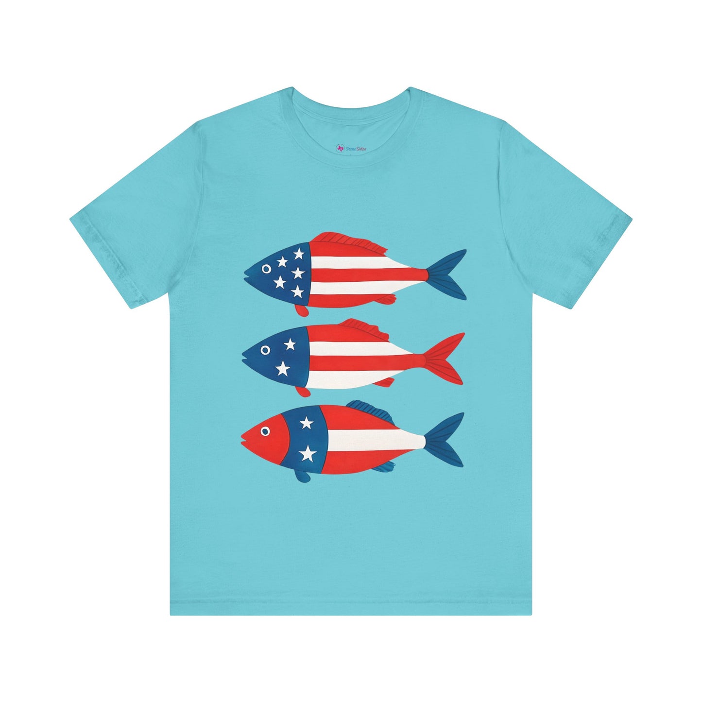 USA Flag Fish Design T-Shirt Unisex