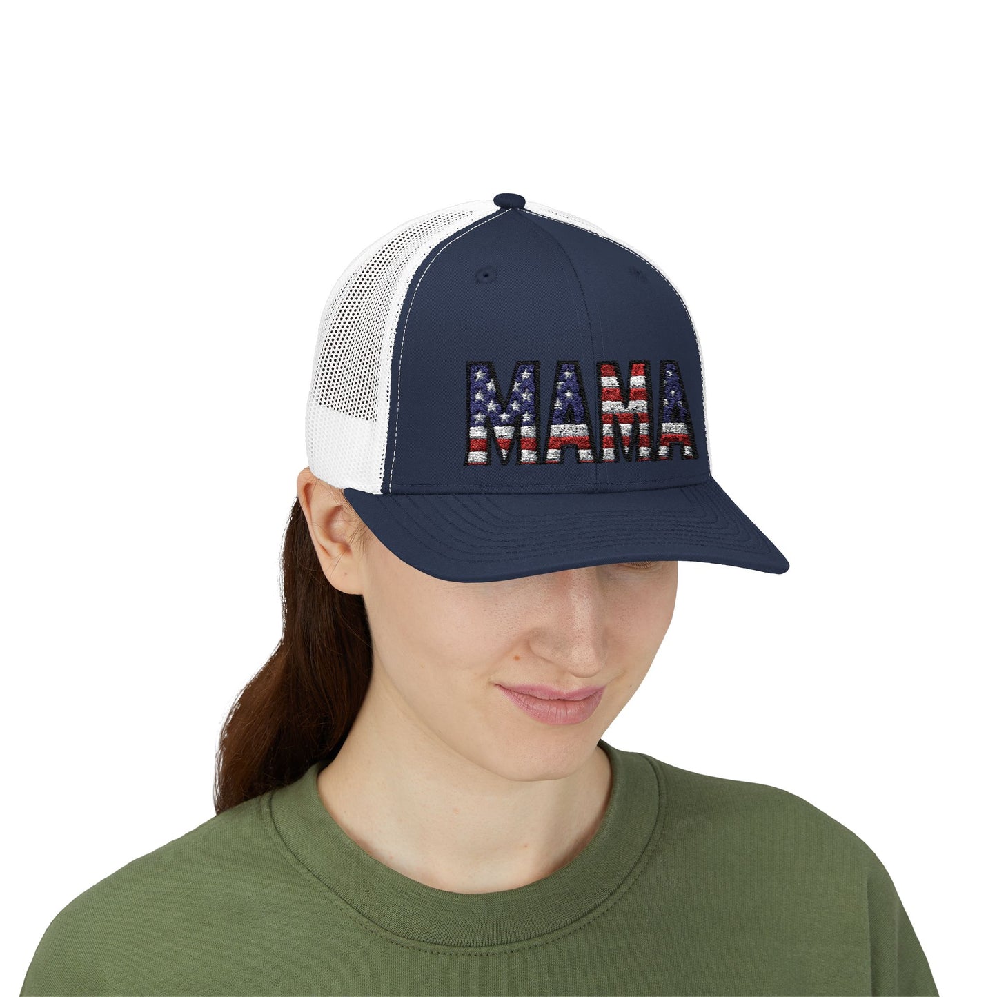 USA FLAG MAMA Snapback Trucker Cap