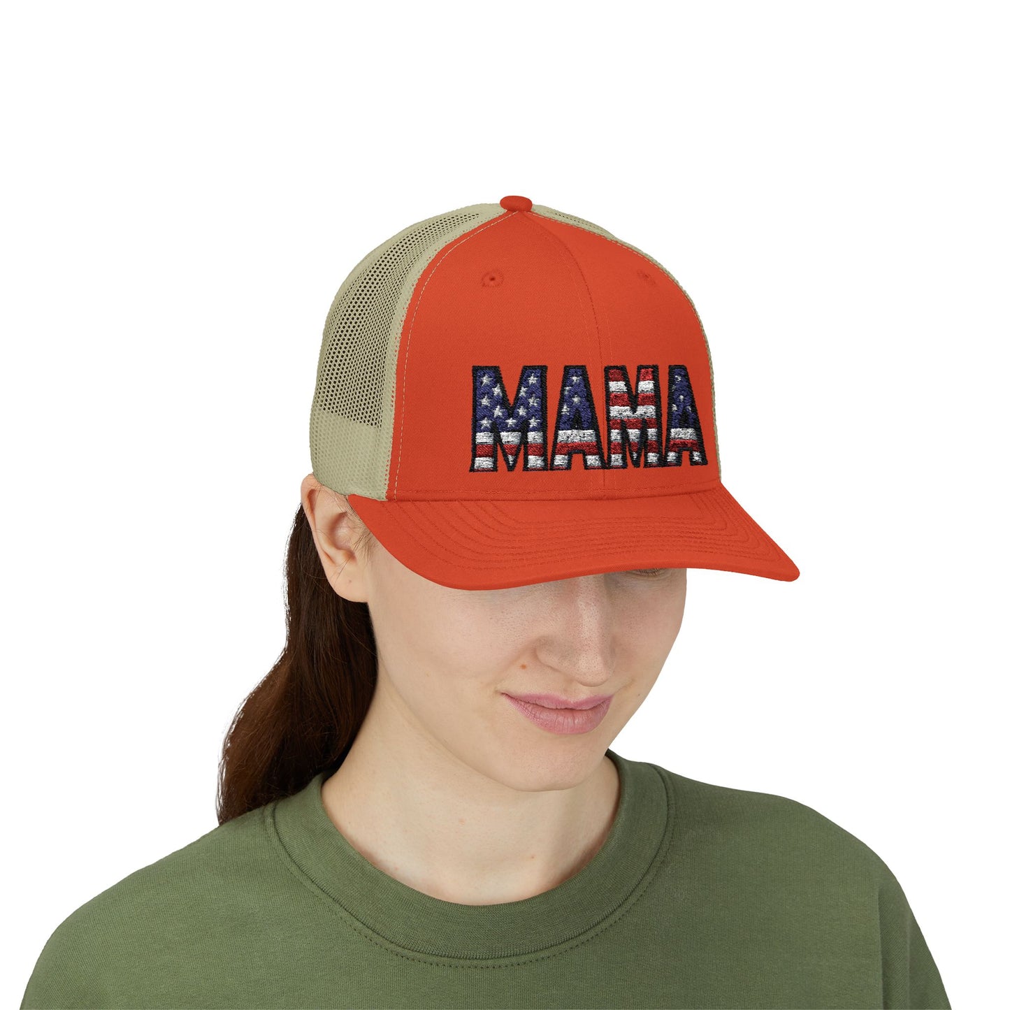 USA FLAG MAMA Snapback Trucker Cap