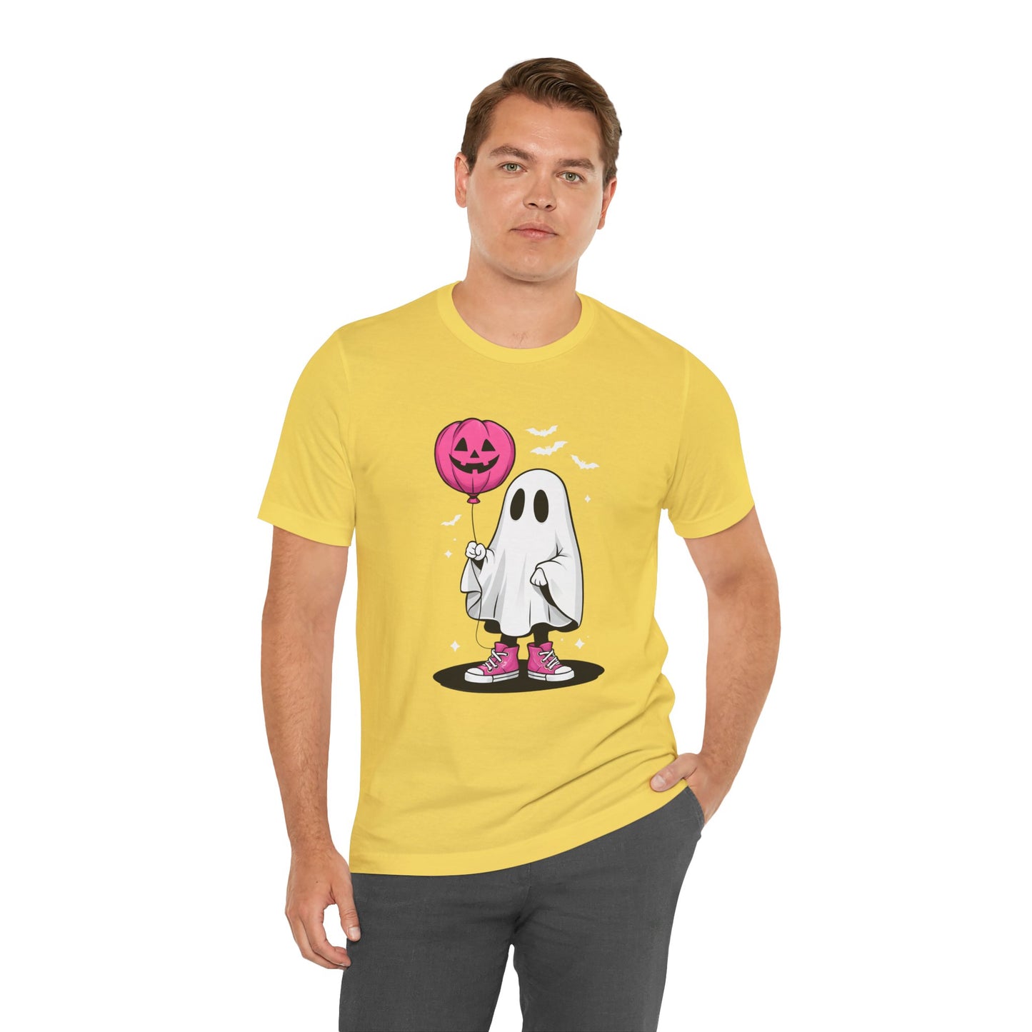 Ghost Tee with Pink Hightops and Pumpkin Balloon