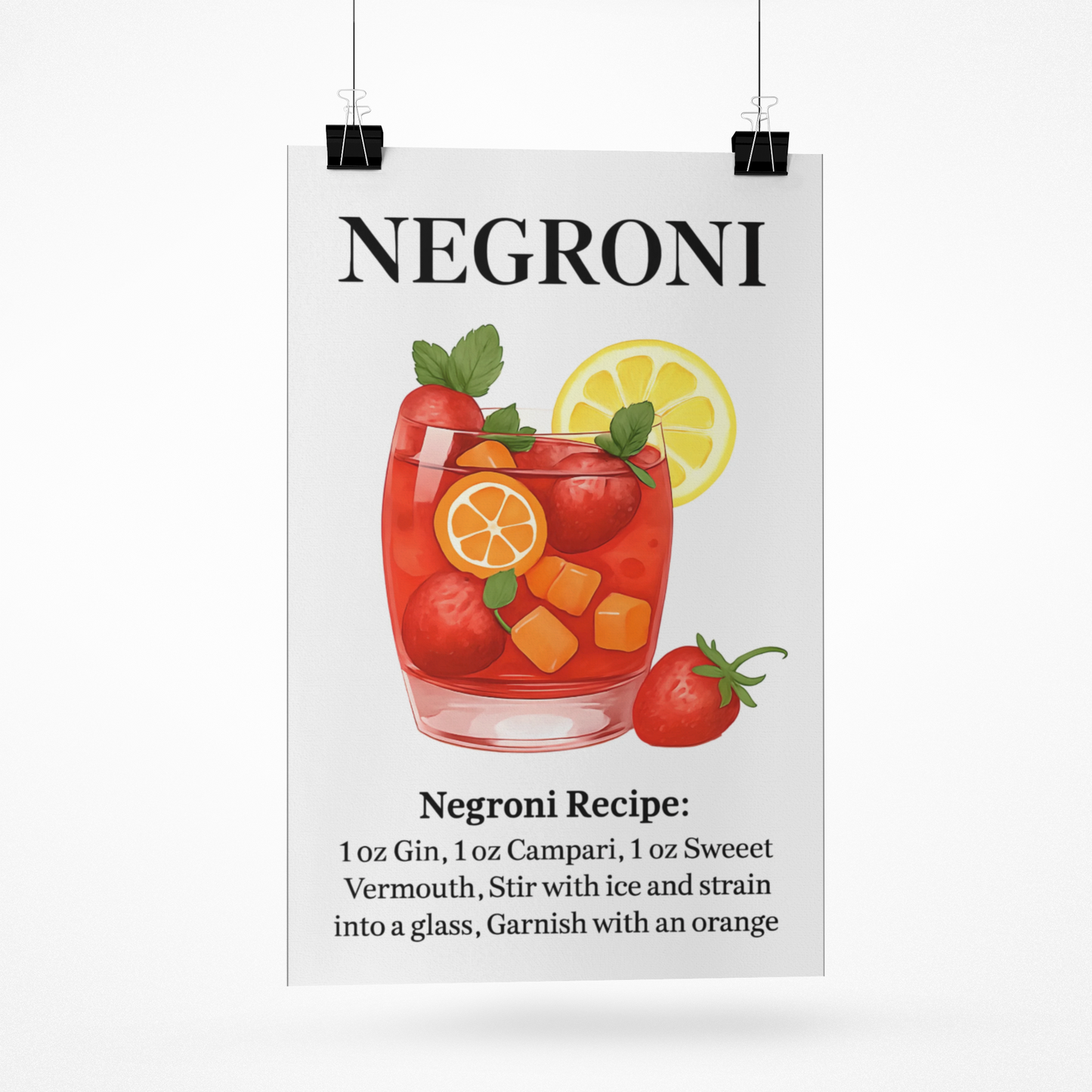 Negroni Recipe Tea Towels - Stylish Cotton Kitchen Towels for Cocktail Lovers