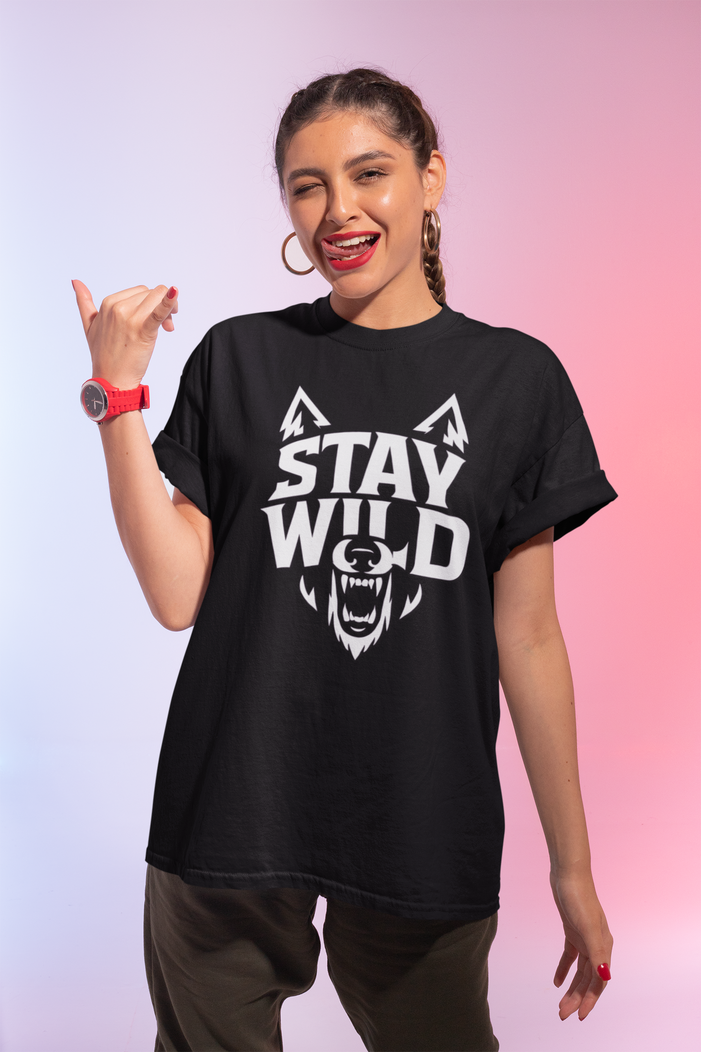 Wolf Face Unisex Tee - STAY WILD T-Shirt