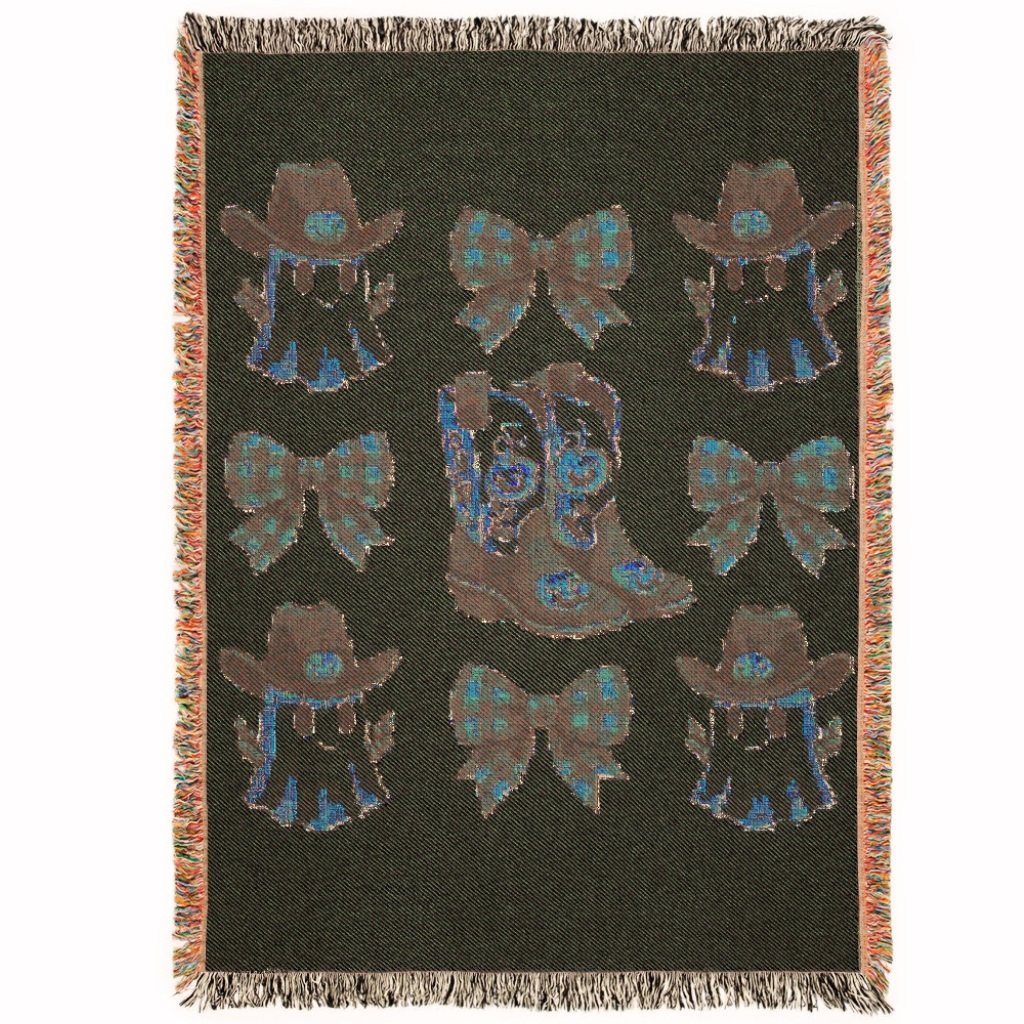 Cowboy Themed Woven Blanket - Cozy Decor for Country Lovers, Home Decor, Western Style, Cozy Throws