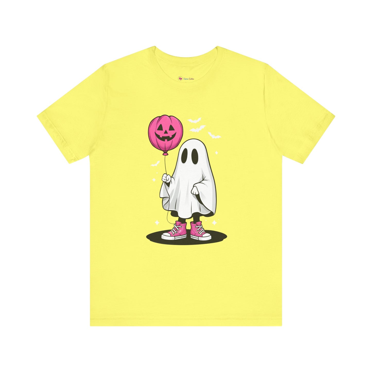 Ghost Tee with Pink Hightops and Pumpkin Balloon